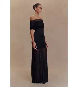 Meshki Caspian Slink Mesh Off Shoulder Maxi Dress Black Size 8 for rent on The Volte - image 3