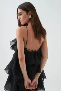 Aje Pandorea Layered Mini Dress Black Size 10 for rent on The Volte - image 3