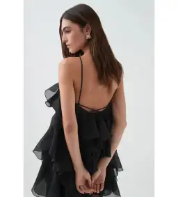 Aje Pandorea Layered Mini Dress in Black Size L / AU 12 for rent on The Volte - image 2