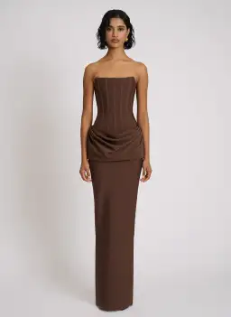 Eliya The Label Hilda Full Length Gown Chocolate Brown Size 8 for rent on The Volte - image 1