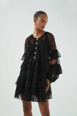 Aje Primrose Mini Dress Black Size 12/L for rent on The Volte - image 2