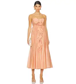 Zimmermann Acacia Ruffle Tan Maxi Dress Size 10