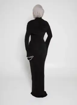 Alaía Muse Luna Pearl Sleeve Maxi Dress Black Size S / AU 8 for rent on The Volte - image 4