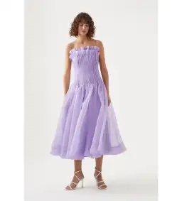 AJE Horizon Pintucked Midi Dress Lilac Size AU 6