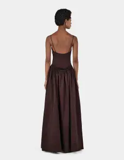 Hansen and Gretel Bellini Taffeta Floor Length Gown in Chocolate Brown Size 6/XS for rent on The Volte - image 3