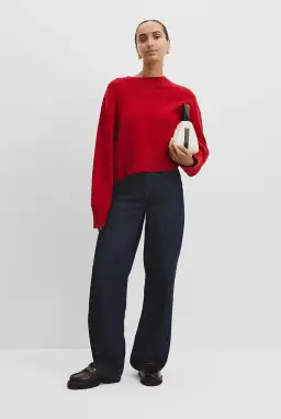 Country Road Organically Grown Cotton Blend Crop Crew Neck Knit Red Size AU  for rent on The Volte - image 2