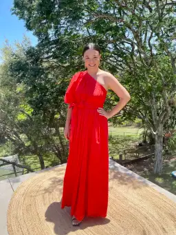 Oroton One Shoulder Dress in True Red Size 12 for rent on The Volte - image 3