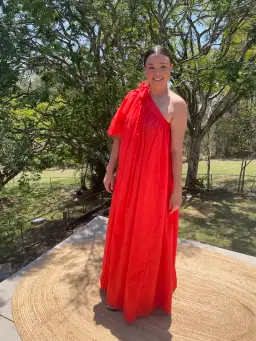 Oroton One Shoulder Dress in True Red Size 12 for rent on The Volte - image 4