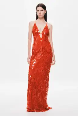 Misha Sapphire Sequin Maxi Dress in Red Size AU 12