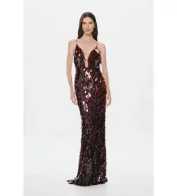 Misha Sapphire Sequin Maxi Dress in Fig Size XS / AU 6