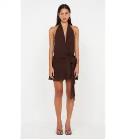 Bec & Bridge Celyse Mini Dress Dark Chocolate Size 8