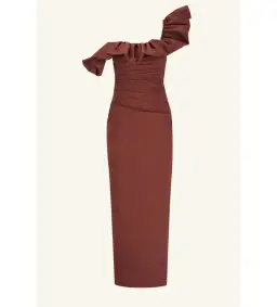 Shona Joy Cambell Ruffle Draped Maxi in Espresso Size 8  for rent on The Volte - image 5