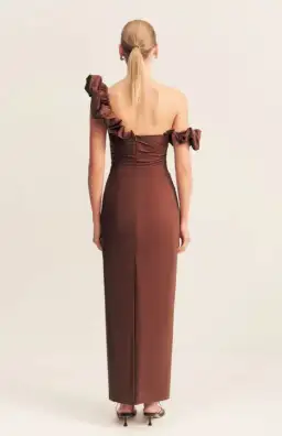 Shona Joy Cambell Ruffle Draped Maxi in Espresso Size 10 for rent on The Volte - image 2