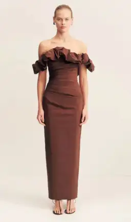 Shona Joy Cambell Ruffle Draped Maxi in Espresso Size 12 for rent on The Volte - image 2
