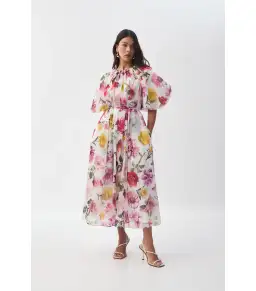 Aje Fleur Midi Dress in Collage Floral Size AU for rent on The Volte - image 1