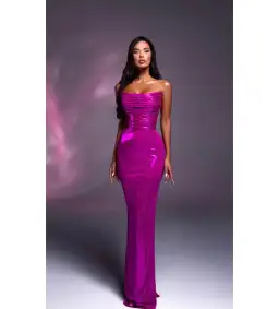 Diba Celina Ela Strapless With Ruched Bodice Maxi Dress Fuschia Size 6