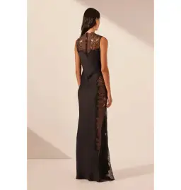 Shona Joy Jamila Lace High Neck Maxi Dress Black Size 10 for rent on The Volte - image 4