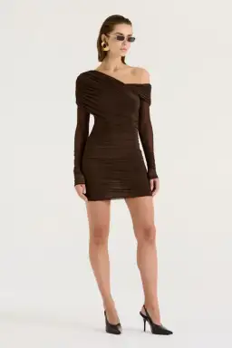 Henne Paris Mini Dress Chocolate Size AU 8 for rent on The Volte - image 5
