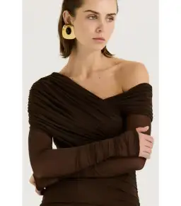 Henne Paris Mini Dress Brown Size AU 10 for rent on The Volte - image 7