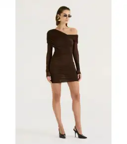 Henne Paris Mini Dress Brown Size AU 10 for rent on The Volte - image 4