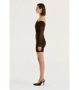 Henne Paris Mini Dress Brown Size AU 10 for rent on The Volte - image 2