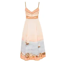 Zimmermann Scarborough Picnic Midi Peach Nautical Map Size AU 12