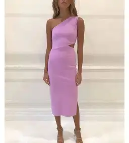 Bec + Bridge Alessandra Asymmetrical Midi Dress Dark Lilac Size 6 for rent on The Volte - image 1