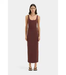Sir the Label Jacques Twist Midi Dress Espresso Brown Size 2 / AU 10