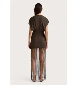 Faithfull the Brand Brita Fringe Mini Dress Chocolate Brown Size 10/M for rent on The Volte - image 3