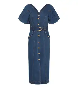 Aje Harper Denim Midi Dress Classic Wash Size 10/M for rent on The Volte - image 5
