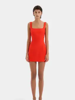 Sir Iris Linen Mini Dress Scarlet Size AU 10