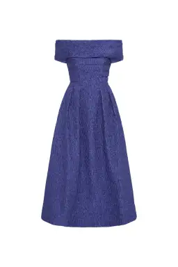 Rebecca Vallance Helene Off Shoulder Midi Dress Blue Size 10 for rent on The Volte - image 4