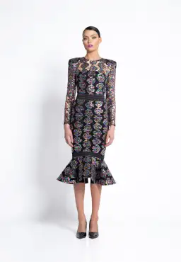 Zhivago Mokai Nights Midi Dress in Multi Size 8