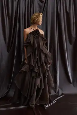 Aje Pandorea Layered Maxi Dress Carob Brown Size 8