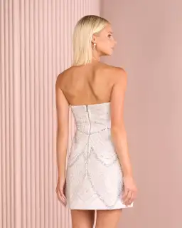 Azzurielle Felise Strapless Mini Dress White Size AU 12 for rent on The Volte - image 2