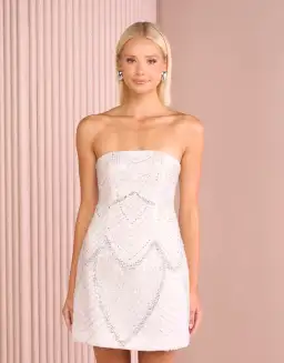 Azzurielle Felise Strapless Mini Dress White Size AU 12 for rent on The Volte - image 3