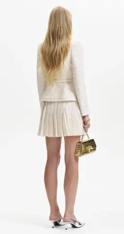 Self-Portrait Cream Metallic Boucle Mini Jacket Dress Size AU 8 for rent on The Volte - image 3