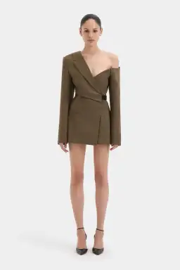 SIR the Label Sartoria Mini Dress Chocolate Marle Size 8