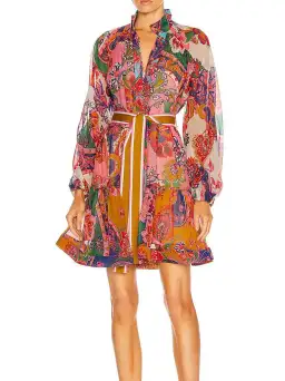  Zimmermann The Lovestruck Georgette Mini Dress in Mixed Paisley Size AU 14 for rent on The Volte - image 1