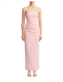 Shona Joy Lani Strapless Draped Maxi dress Fairyfloss Baby Pink Size 8  for rent on The Volte - image 1
