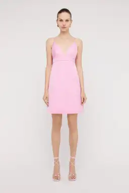 Scanlan Theodore The Satin Shoestring Mini Dress in Pink Size 8 for rent on The Volte - image 1