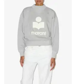Isabel Marant Moby Stand-up Collar Logo Sweatshirt Gray One Size