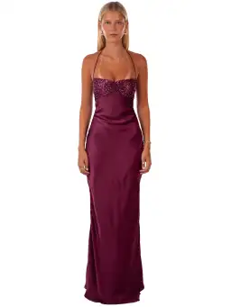 I Am Delilah Jade Maxi Dress in Berry Size S AU 8 for rent on The Volte - image 1