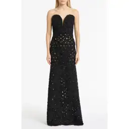 Carla Zampatti Black Lurex Encrusted Sheer Gown Size 12 for rent on The Volte - image 1