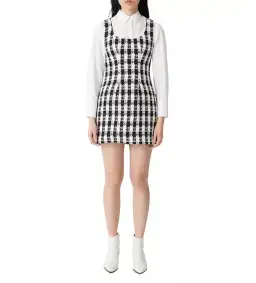 Maje Rocky Checked Cotton-Blend Tweed Mini Dress Multi Size AU 8 for rent on The Volte - image 3