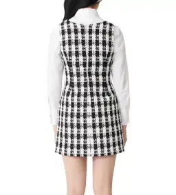 Maje Rocky Checked Cotton-Blend Tweed Mini Dress Multi Size AU 8 for rent on The Volte - image 6
