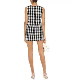 Maje Rocky Checked Cotton-Blend Tweed Mini Dress Multi Size AU 8 for rent on The Volte - image 2