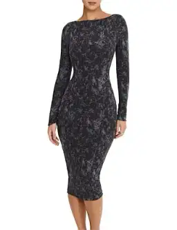 MISTRESS ROCKS DISTRESSED OPEN BACK MIDI DRESS