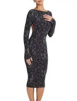 MISTRESS ROCKS DISTRESSED OPEN BACK MIDI DRESS