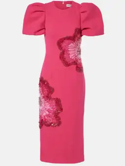 Rebecca Vallance Layana Puff-Sleeve Embellished Midi Dress in Pink Size 10 for rent on The Volte - image 5